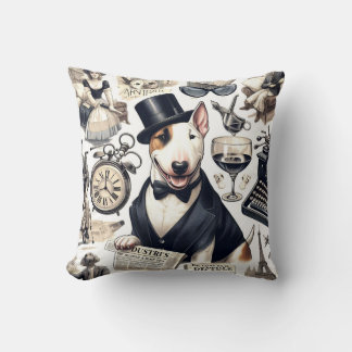 Vintages Bull Terrier Muster Kissen