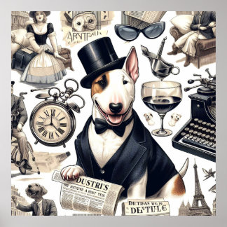 Vintages Bull Terrier Muster Poster