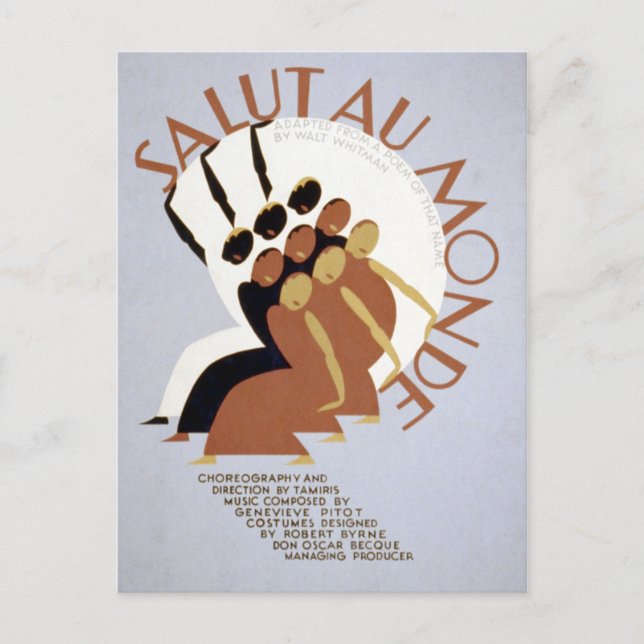 Vintages Bundesstaatliches Theaterprojekt Salut au Postkarte (Vorderseite)