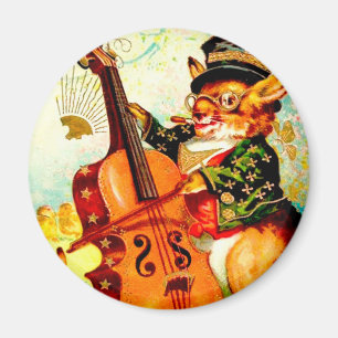 Vintages Bunny Playing mit Violin Ostergruß Magnet