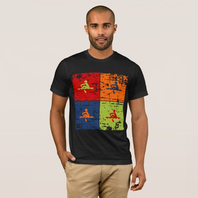 Vintages buntes Rudersportrowers-Shirt T-Shirt (Vorne ganz)