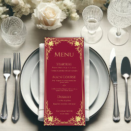 Vintages Burgund Imitats Golden Foil Menükarte