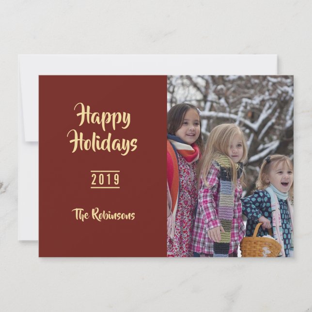 Vintages Burgund Weihnachts-Grüße Familienjubiläum Feiertagskarte (Vorderseite)