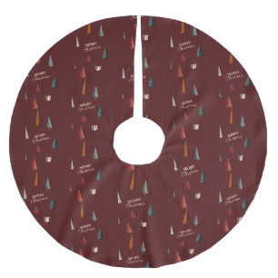 Vintages Burgundy Frohe Weihnachten Polyester Weihnachtsbaumdecke
