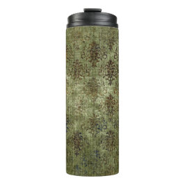 Vintages Burlap Damask Muster Thermosbecher