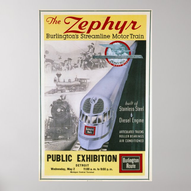 Vintages Burlington Zephyr Locomotive Poster (Vorne)