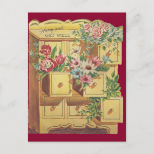 Vintages Büro von Get well wünscht Postkarte