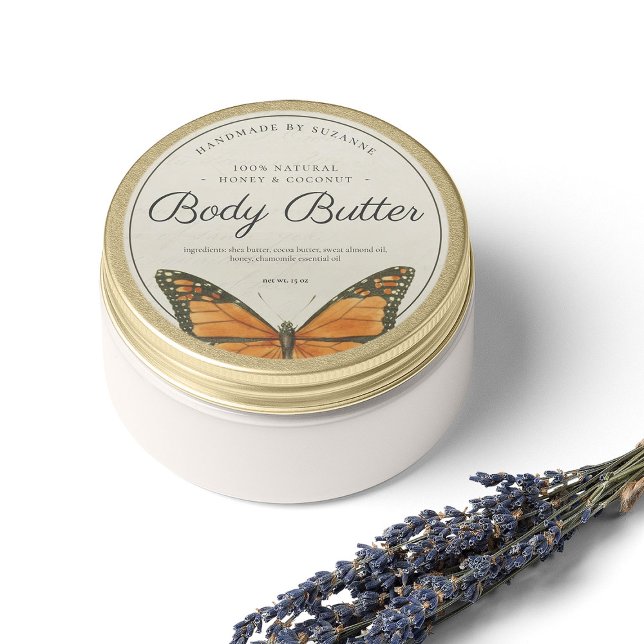 Vintages Butterfly Natural Body Butter Runder Aufkleber (Von Creator hochgeladen)