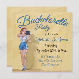 Vintages Button Bowling Junggeselinnen-Abschied Einladung