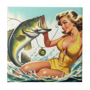 Vintages Button der Fischerei Fliese