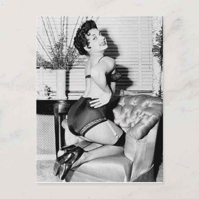 Vintages Button Foto Postkarte (Vorderseite)