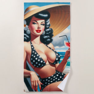 Vintages Button im Sommer Strandtuch