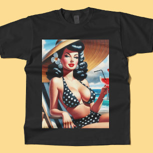 Vintages Button im Sommer T-Shirt