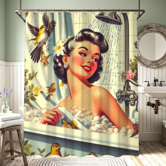 Vintages Button mit Dusche Duschvorhang