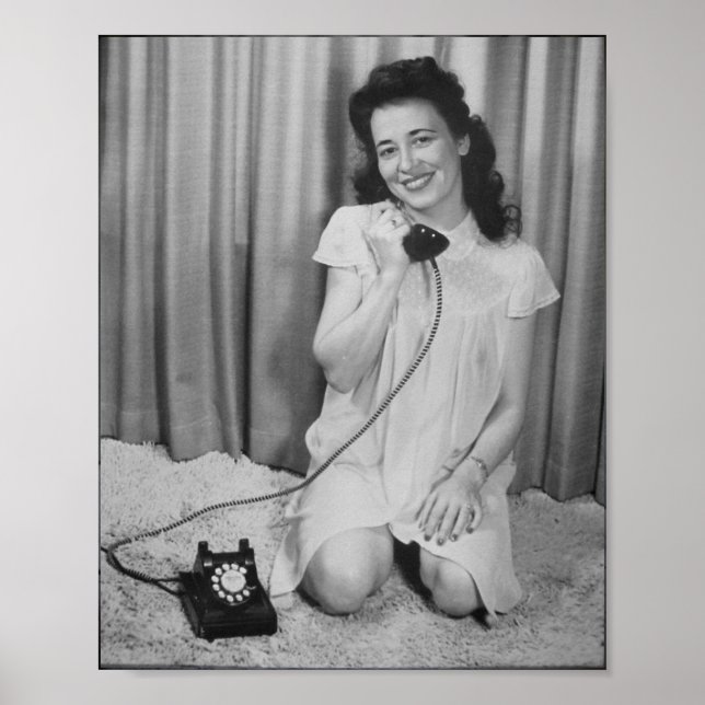 Vintages Button-Up-Girl-Foto-Poster Poster (Vorne)