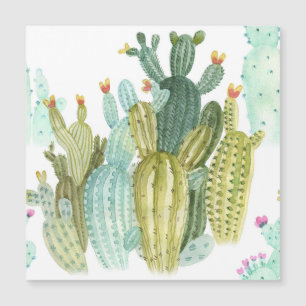 Vintages Cacti blühendes Wasserfarbmuster Magnetkarte