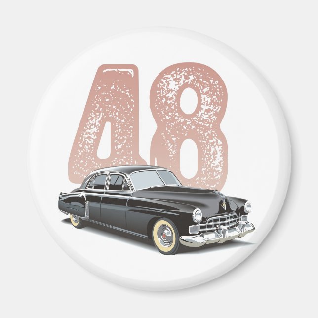 Vintages Cadillac Coupe 1948: Schwarzes Oldtimer Magnet (Vorne)