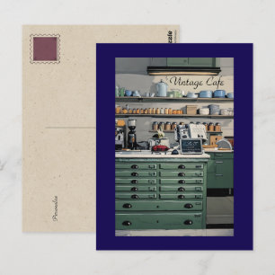 Vintages Café Kaffeeshop Blue Green Personal Postkarte