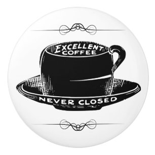 Vintages Café Kaffeezeichen Keramik Knöpfe Keramikknauf