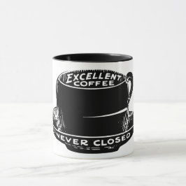 Vintages Café-Kaffeezeichen Tasse schwarz-weiß
