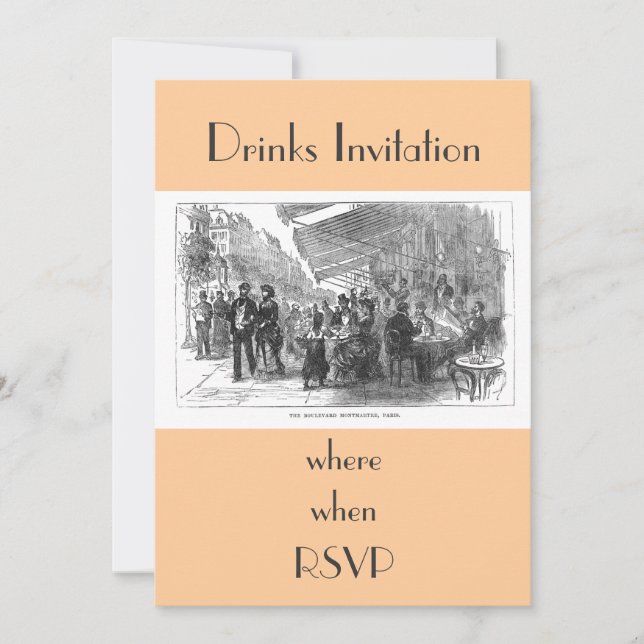Vintages Café Montmartre Party Einladung (Vorderseite)
