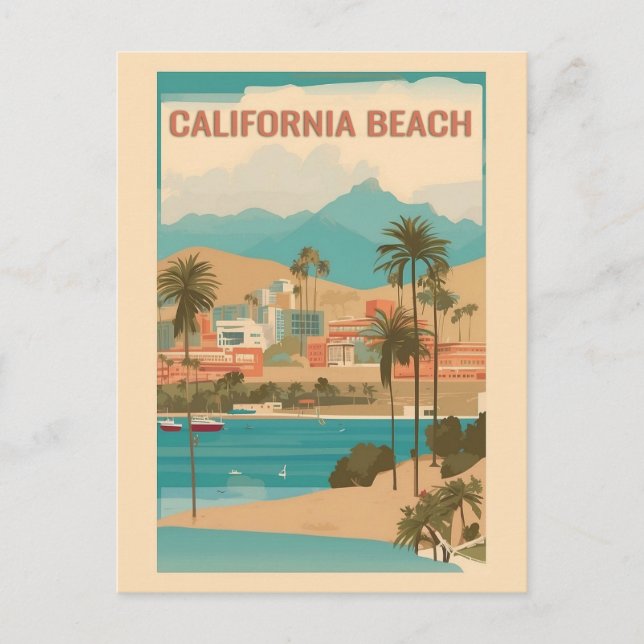 Vintages California Beach Retro Travel Postkarte (Vorderseite)
