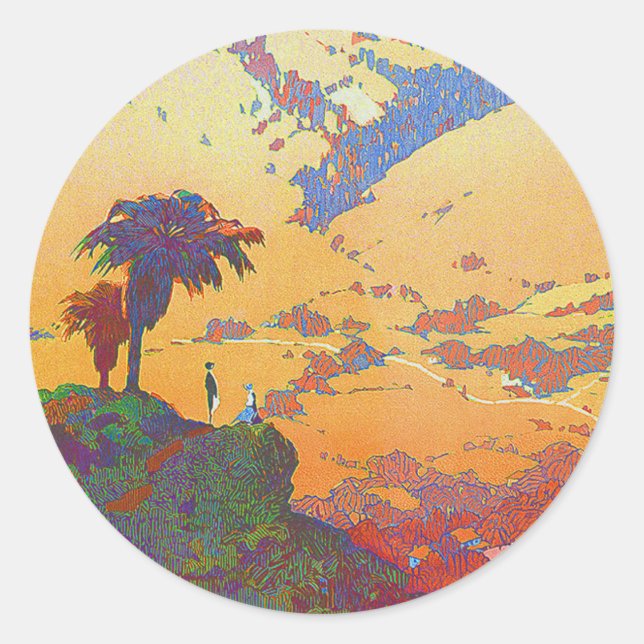 Vintages California Travel Classic Round Sticker (Vorderseite)