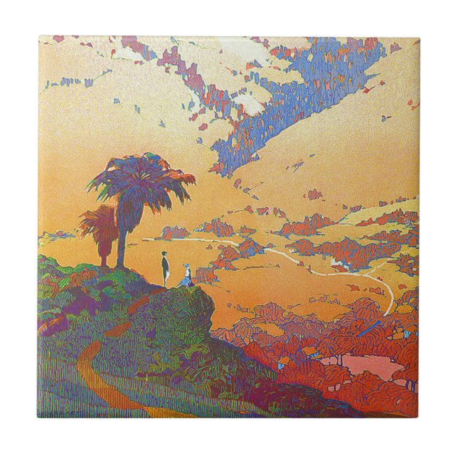 Vintages California Travel Keramik Tile Fliese (Vorderseite)