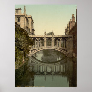 Vintages Cambridge England, Seufzerbrücke Poster