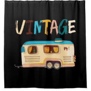 Vintages Camper Trailer RV Camping Duschvorhang