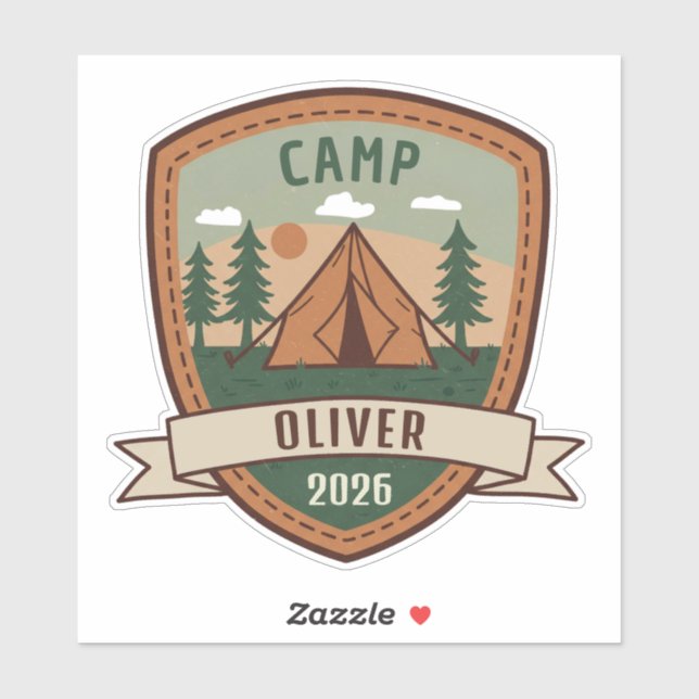 Vintages Camping Abzeichen Personalisiert Aufkleber (Blatt)