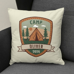 Vintages Camping Abzeichen Personalisiert Kissen