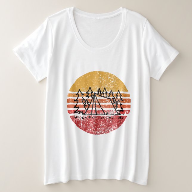 Vintages Camping Große Größe T-Shirt (Design vorne)