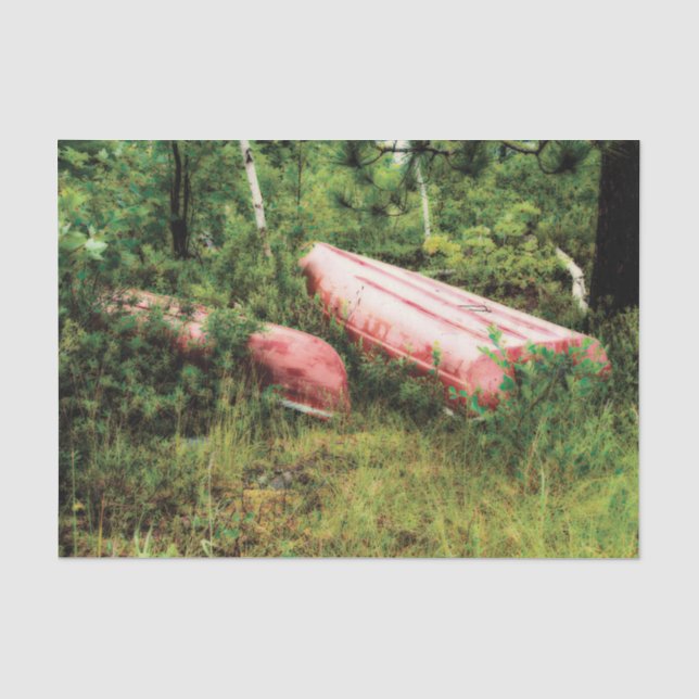 Vintages Camping Red Canoe Decoupage Seidenpapier (Vorderseite)
