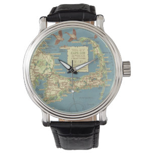 Vintages Cape Cod Map (1940) Armbanduhr
