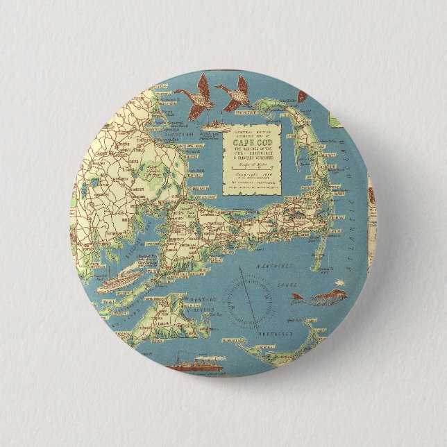 Vintages Cape Cod Map (1940) Button (Vorderseite)