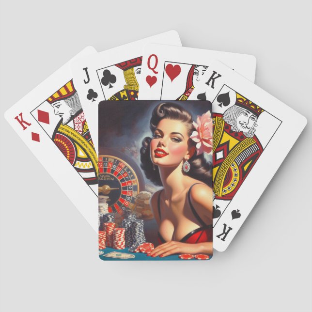 Vintages Casino Button-Up - Illustration Spielkarten (Rückseite)