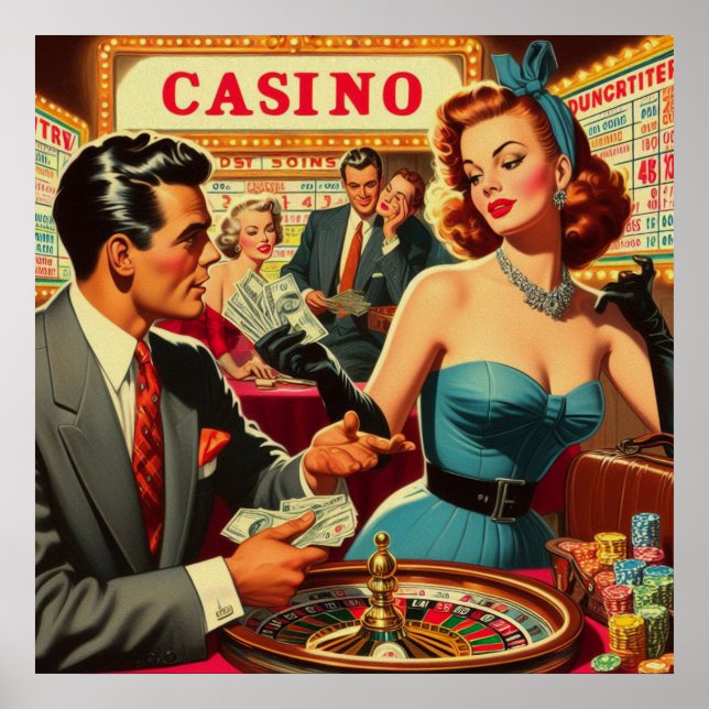 Vintages Casino Illustration Poster (Vorne)