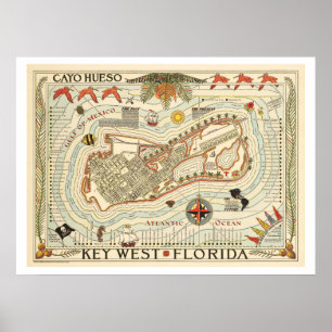 Vintages Cayo Hueso Reiseplakat Poster