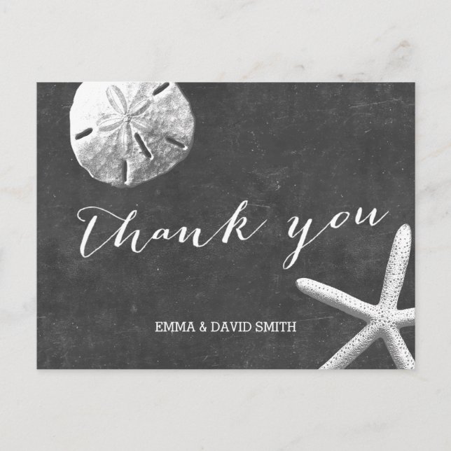 Vintages Chalkboard Beach Thema Hochzeit Vielen Da Postkarte (Vorderseite)
