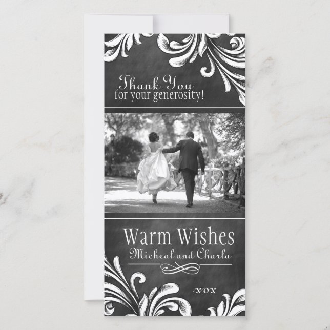 Vintages Chalkboard Danke Foto Card (4x8) (Vorderseite)