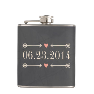 Vintages Chalkboard-Design für Hochzeitstage Flachmann