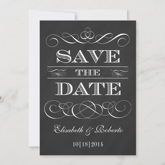Vintages Chalkboard Eleganter alter Stil Save the  Date (Vorderseite)