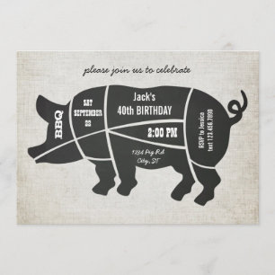Vintages Chalkboard Geburtstag GRILLEN Einladung