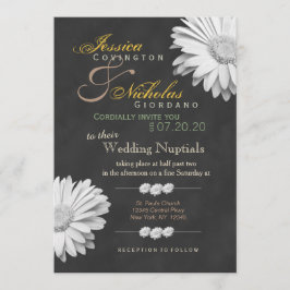 Vintages Chalkboard Gerbera Floral Wedites Einladung