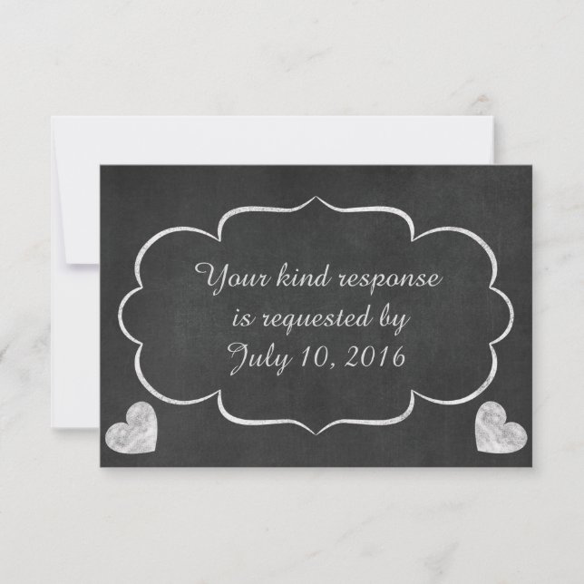 Vintages Chalkboard Heart Wedding RSVP Karte (Vorderseite)