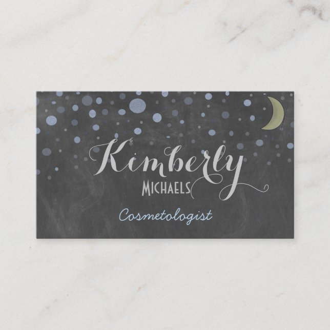 Vintages Chalkboard mit Sternen und Mond Visitenkarte (Vorderseite)