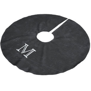 Vintages Chalkboard Monogram, Initial Tree Skirt Polyester Weihnachtsbaumdecke