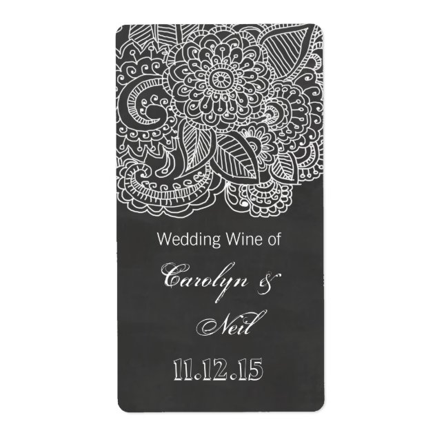 Vintages Chalkboard Paisley Wedding Wine (Vorne)