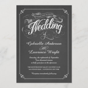 Vintages Chalkboard Poster Art Hochzeit Einladung